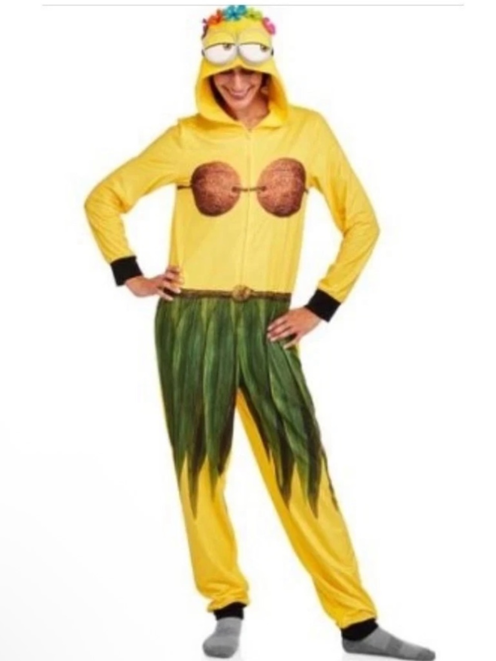 Despicable Me Hulu Hawaiian Minion Fleece Pajama, Size XL 16-18, Costume